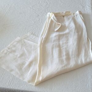 Laundry By Shelli Segal Women's Off-White Linen Wide Pants